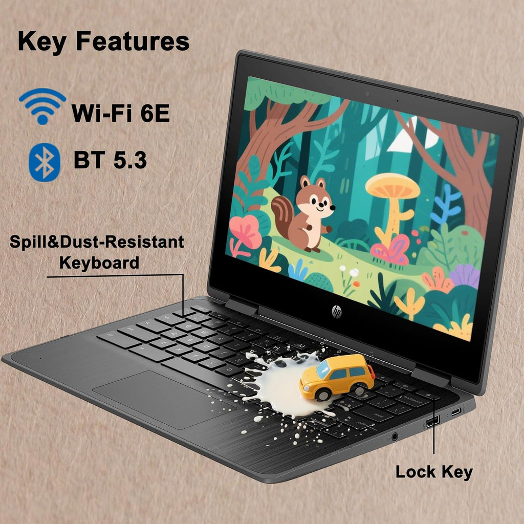 HP Chromebook Pro X360 Fortis 11 2-in-1 Laptop (11.6' Touchscreen, Intel Processor, 4GB RAM, 160GB Storage (32GB+128GB)), Rugged & Spill-Resistant, Convertible, Students & Education, Webcam, Chrome OS