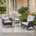 Belord Patio Rocking Chairs Wicker Set - Outdoor Rocking Chairs Set of 2 with Side Table, 3 Piece Patio Rocker Furniture Set with Water-Resistant Cushions for Porch Balcony Backyard Black