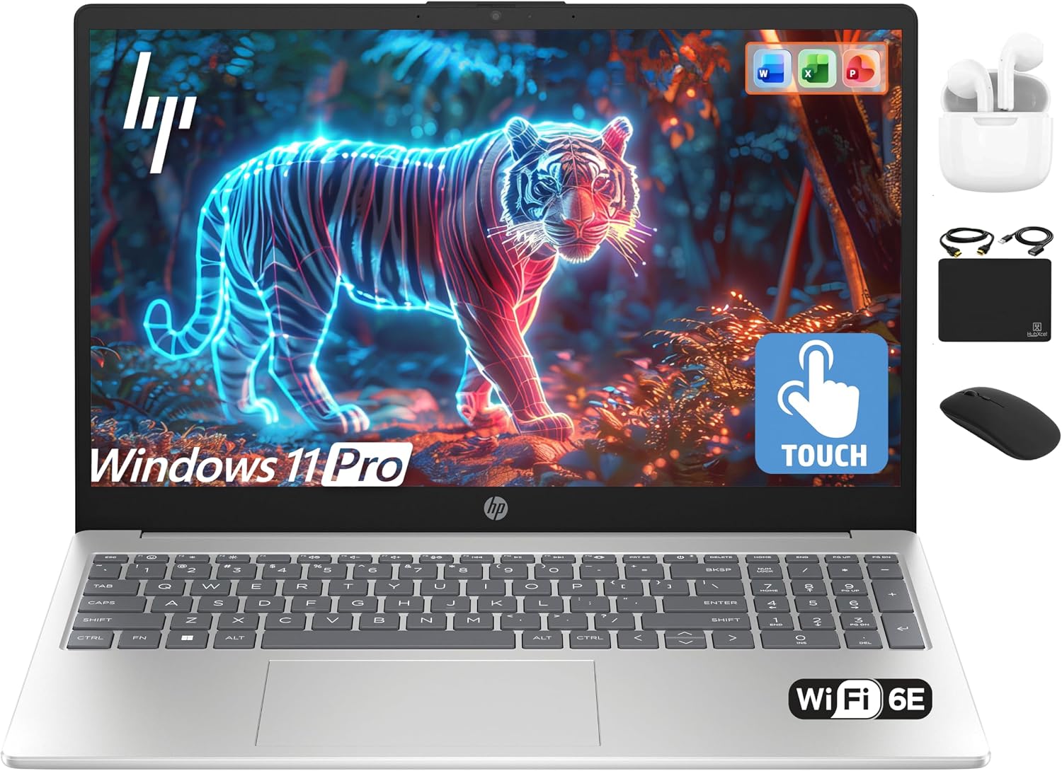 HP Flagship 15.6' HD Touchscreen Laptop Computer, 6-Core Intel i3 Processor, 16GB RAM, 1.5TB Storage (1TB SSD + 500GB Ext), Wi-Fi, Long Battery, HubxcelAccessory, Lifetime Office 2024, Win 11 Pro