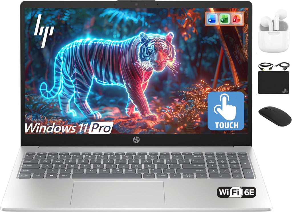 HP Flagship 15.6' HD Touchscreen Laptop Computer, 6-Core Intel i3 Processor, 16GB RAM, 1TB Storage (500GB SSD + 500GB Ext), Wi-Fi, Long Battery, HubxcelAccessory, Lifetime Office 2024, Win 11 Pro