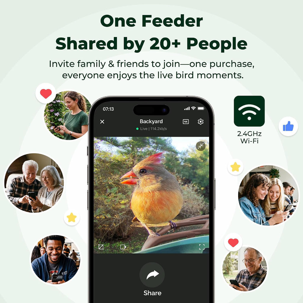 Kiwibit Smart Bird Feeder with Camera Solar Powered, No Subscription, Lifetime AI Feature Included, 4K Video Live Stream, AI Identification Bird Species, Real-Time Bird Alert, Ideal Birdwatching Gift