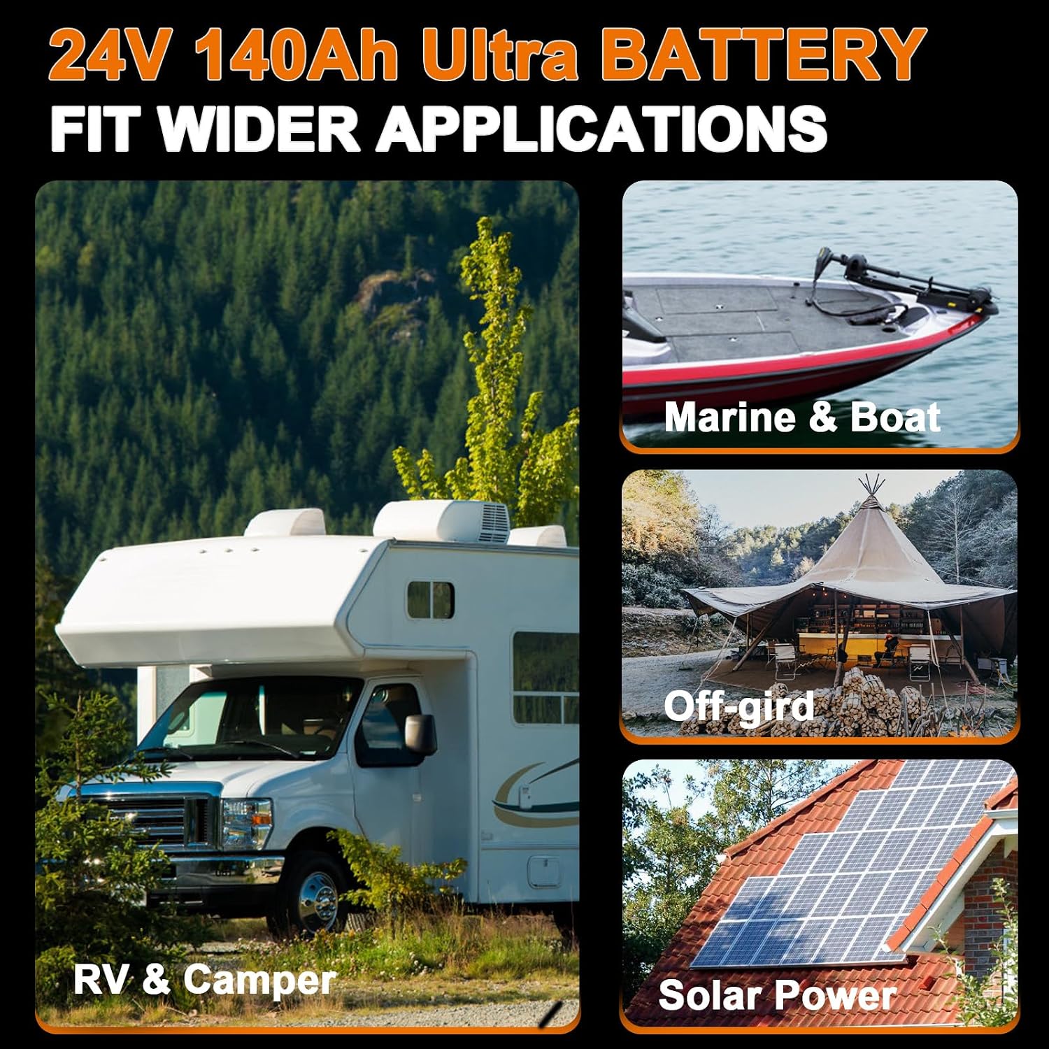 24V 140Ah Lithium Battery,3584Wh Deep Cycle LiFePO4 Battery with 100A BMS,5000+ Cycles,Perfect for Home Storage and Off-Grid,Camping,Solar,Bankup Power etc