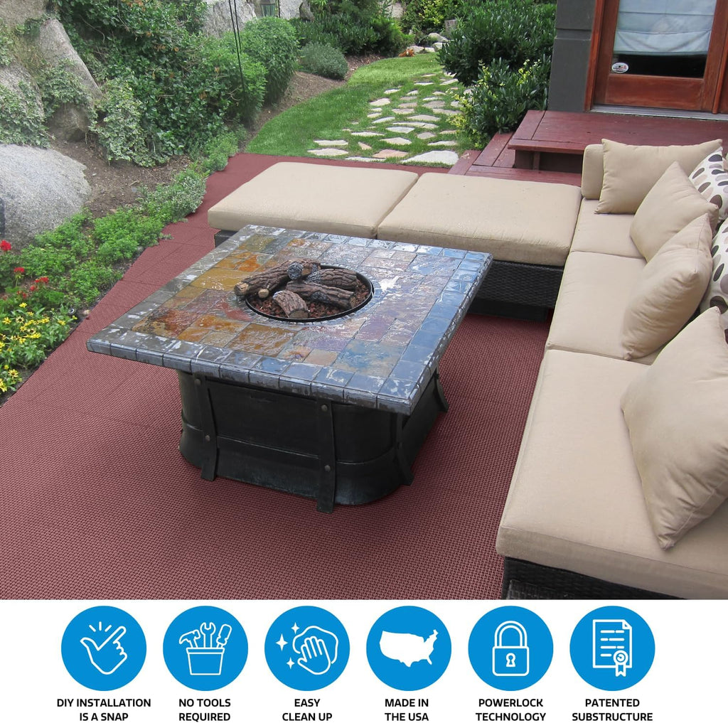 Big Floors DuraGrid Deck Tiles, Interlocking Outdoor Tiles for Patio, Self-Draining, UV-Resistant, Water-Resistant Modular Flooring, Easy Install, 24 Pack, Gray