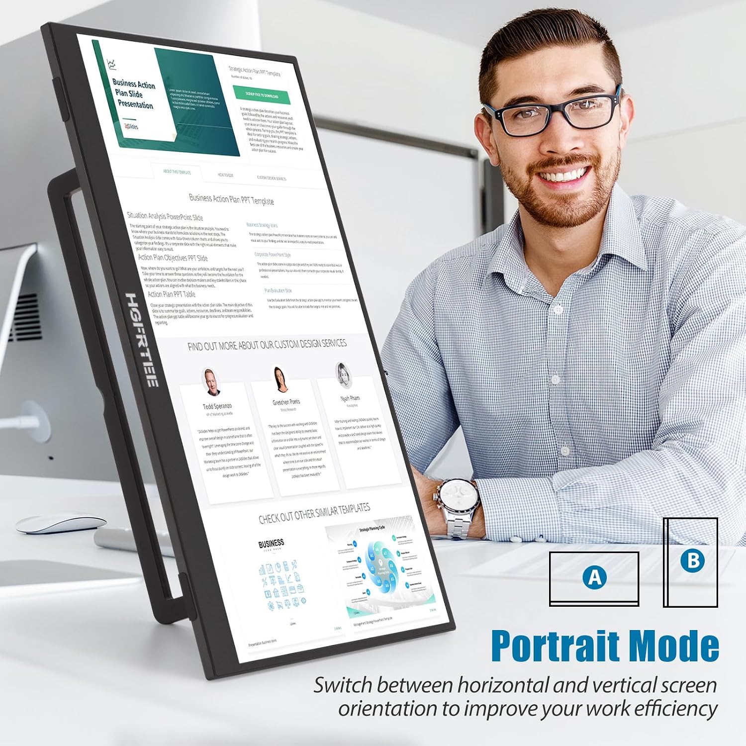 Portable Monitor Touchscreen 15.6', 1920x1080 60Hz FHD IPS HDR 10-Point Touch Screen Monitor with Built-in Stand & Speaker, HDMI USB C VESA External Travel Monitors for Laptop, PC, Mac, Phone