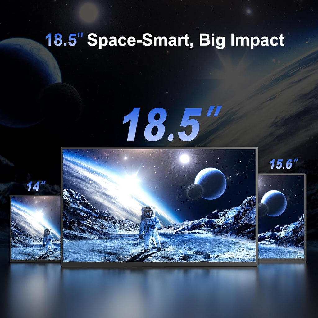 Portable Monitor 18.5'' 1080P 100Hz 100% sRGB, Aluminum Alloy Shell, IPS Travel Monitor with USB-C HDMI Large Portable Screen for Laptop MacBook PC PS4/5 Gaming Monitor with Kickstand