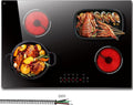 4 Burner Electric Cooktop, Built-in 30 Inch Electric Stove Top 6600W, Ceramic Stove Top with Expanded Zone, Touch Control, Child Lock, Timer, Pause Control, 220V - 240V Hard Wire, No Plug