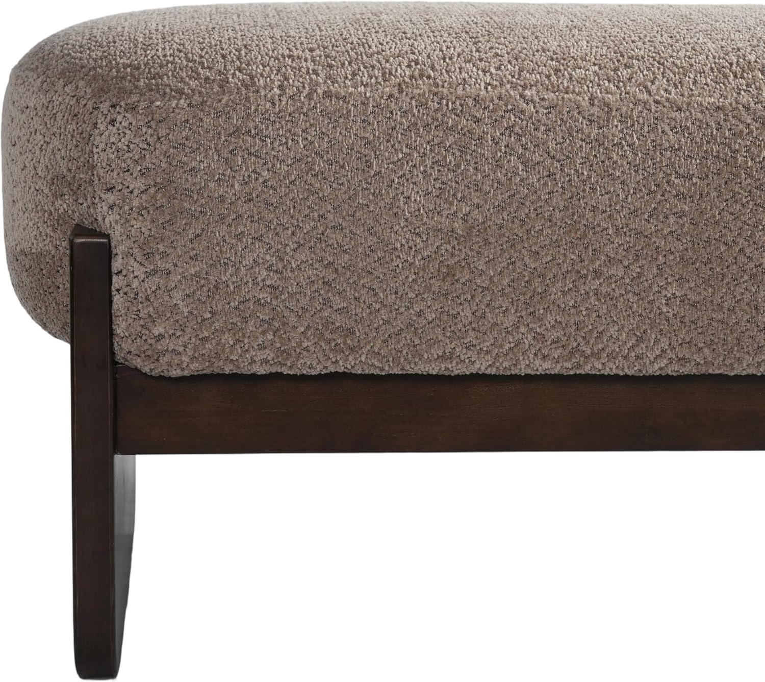 Christopher Knight Home Arden Minimalist Style Rectangular Loop Yarn Fabric Ottoman Bench, Rubberwood Frame, Entryway Bench, Living Room Sofa Extra Seat, End of Bed Footstool, Brown+Brown