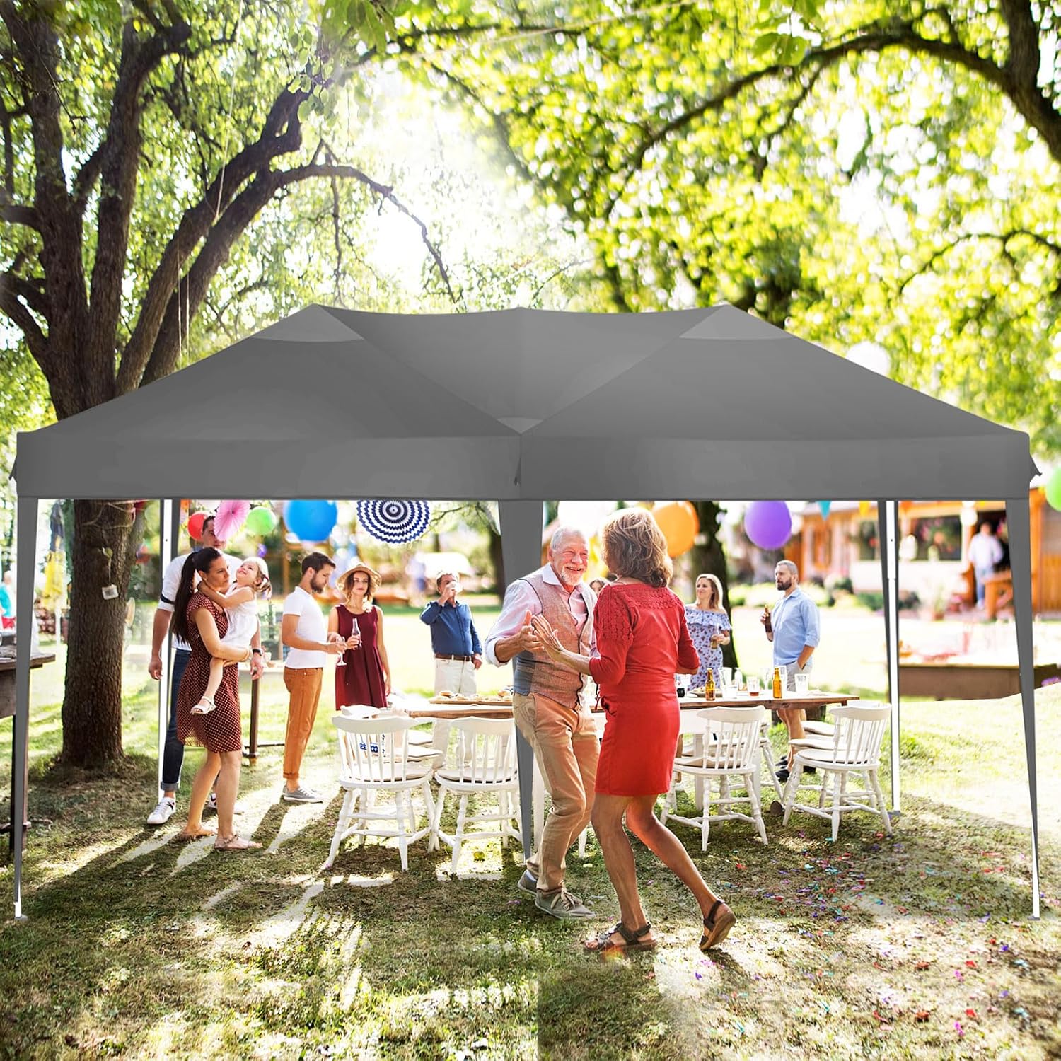 COBIZI 10x20 Pop Up Canopy Tent Party Tents for Parties Weddings Backyard Waterproof Outdoor Commercial Instant Canopy Event Tent with Stakes, Ropes,Sandbags, Gray