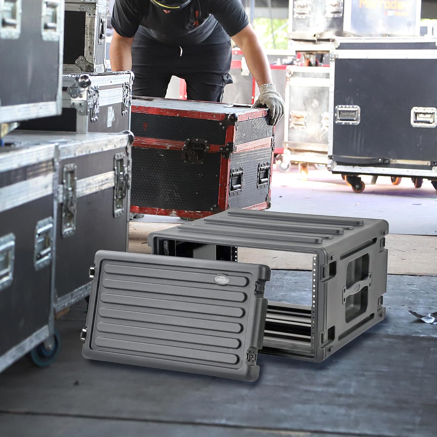 SKB 6U Roto Rack Case - Durable Polyethylene Gear Protector, Stackable, Waterproof with Twist Latches & Rubber Feet for Musicians, DJs, and A/V Equipment - Secure Transport & Storage Solution