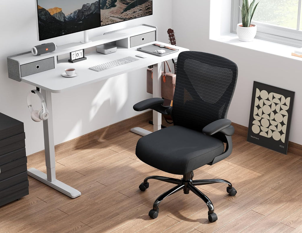Ergonomic Office Chair - X-Shaped Computer Desk Chairs Comfy, Mesh High-Back Gaming Chair with Adjustable Lumbar Support, Executive Task Chair for Adults, Comfortable for Long Hours, Black, Pack of 6