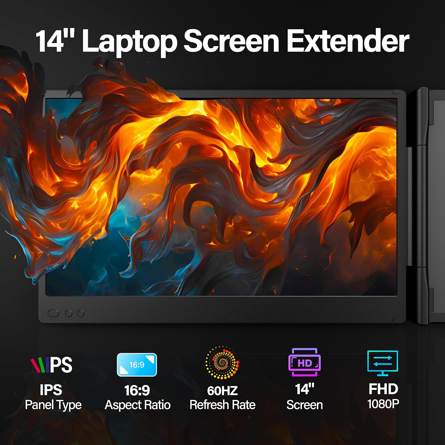 Setclod Upgraded Laptop Screen Extender Monitor Portable, 14.1' 1080P FHD IPS Screen, Monitor Extender for Laptop, Fit for 13-17', Plug & Play Compatiable with Windows/Mac/Chrome/Android