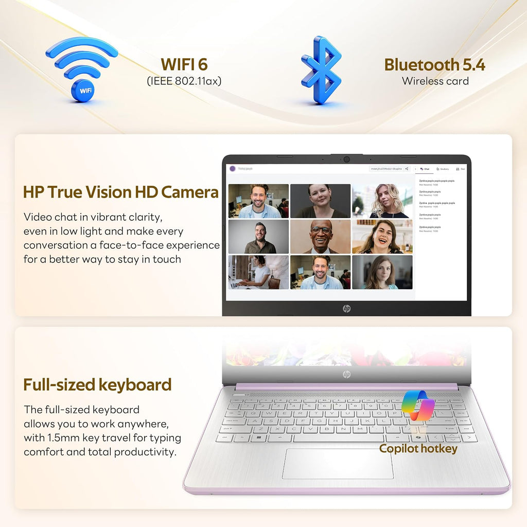 HP Stream 14' Laptop with AI Copilot, Flagship for Students & Business, 13th Gen Intel 4-Core, 4GB RAM, 1.12TB Storage (128GB UFS + 1TB Docking Station), Office 365 1-Year, Win 11 S, Silver