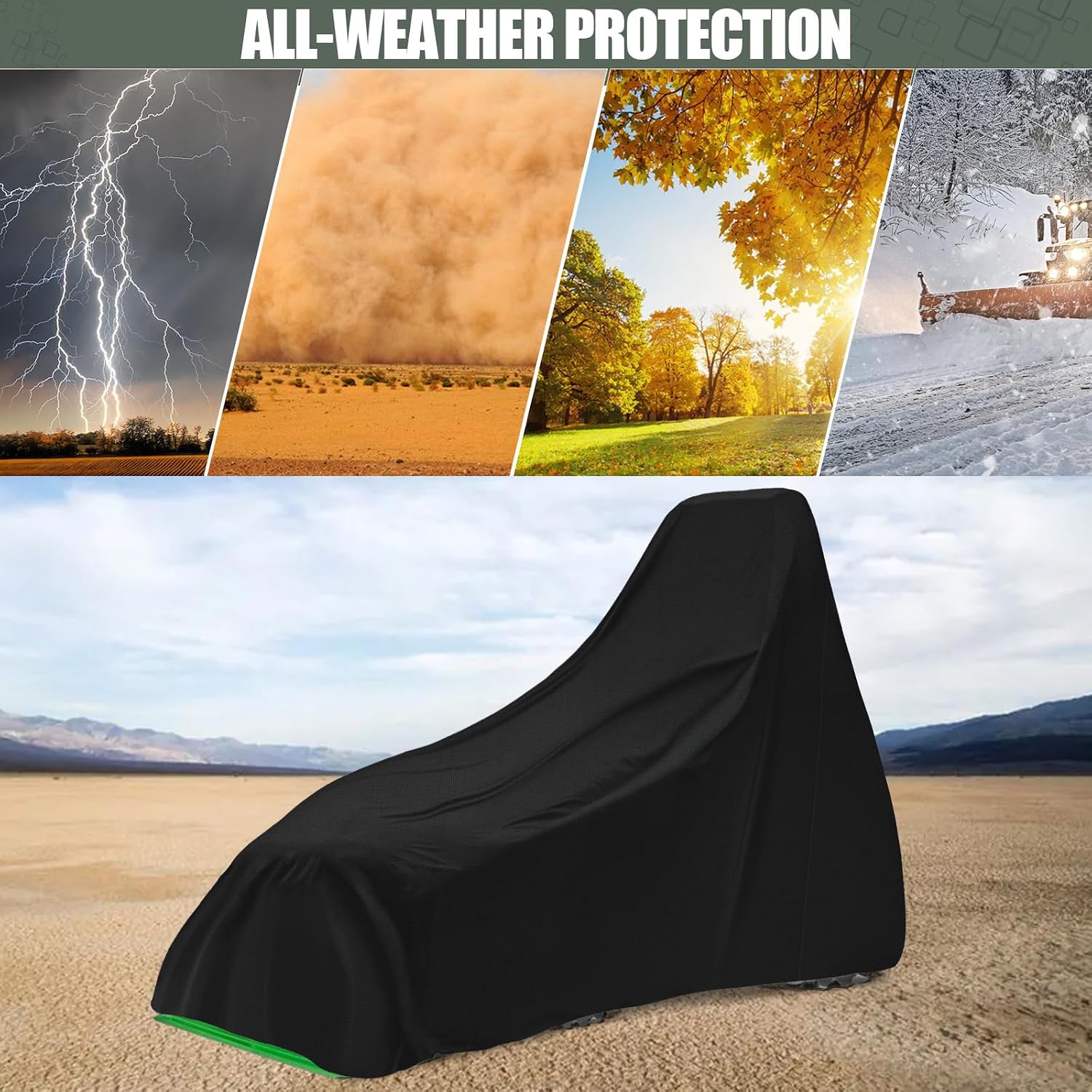 Waterproof Tractors Cover Fit Most Campact Utility Tractors with 60-100 HP, 600D Oxford Cloth Tractors Cover for Snow Rain Dust Protection, 185 L x 78 W x 98 H in