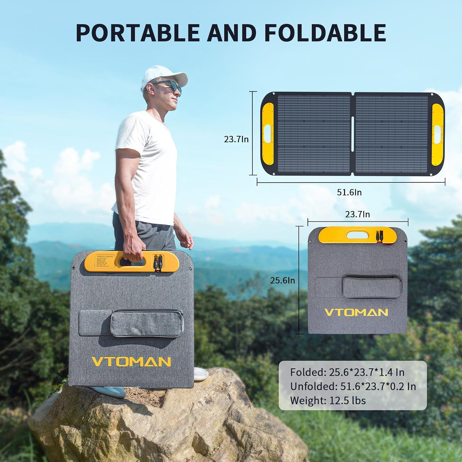 VTOMAN 600W Portable Power Station with 110W Panel, 299Wh Battery Powered Station for Camping, Road Trip, Fishing, Home Backup, Emergency
