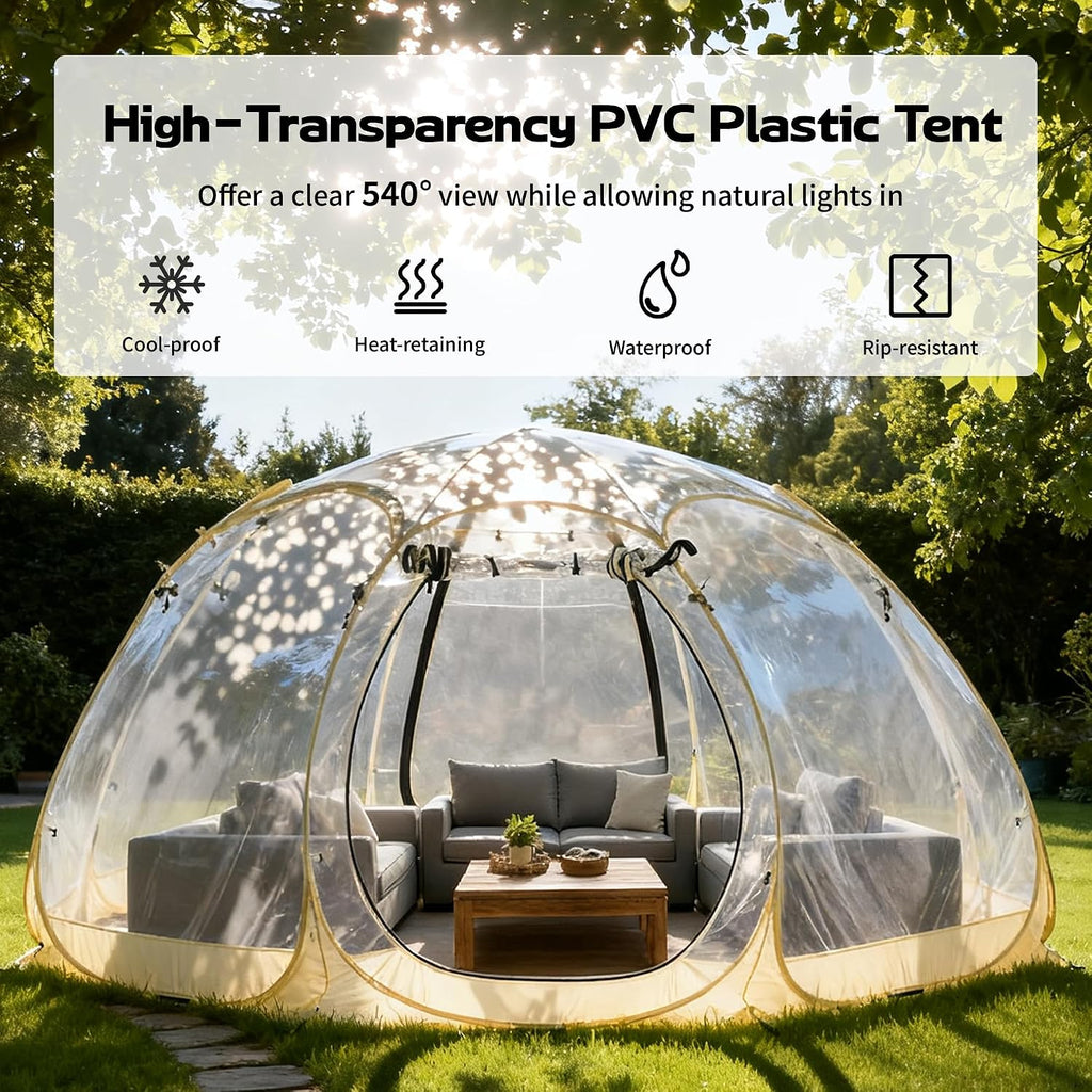 Lenotos Pop Up Bubble Tent, 12 x 12 FT Instant Igloo Tent Suitable for 8-10 People, Screen House for Patios, Cold