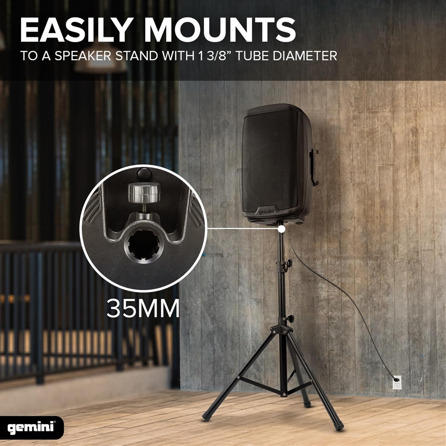 Gemini 120W Powered PA Speaker 15' – Active Stage Monitor with EQ, XLR Inputs, Stand Mount, Road-Ready Design, Full-Range 2-Way Sound for DJs & Events (AS-2115P)