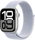 Apple Watch Series 10 [GPS 42mm case] Smartwatch with Silver Aluminum Case with Blue Cloud Sport Loop. Fitness Tracker, ECG App, Always-On Retina Display, Carbon Neutral