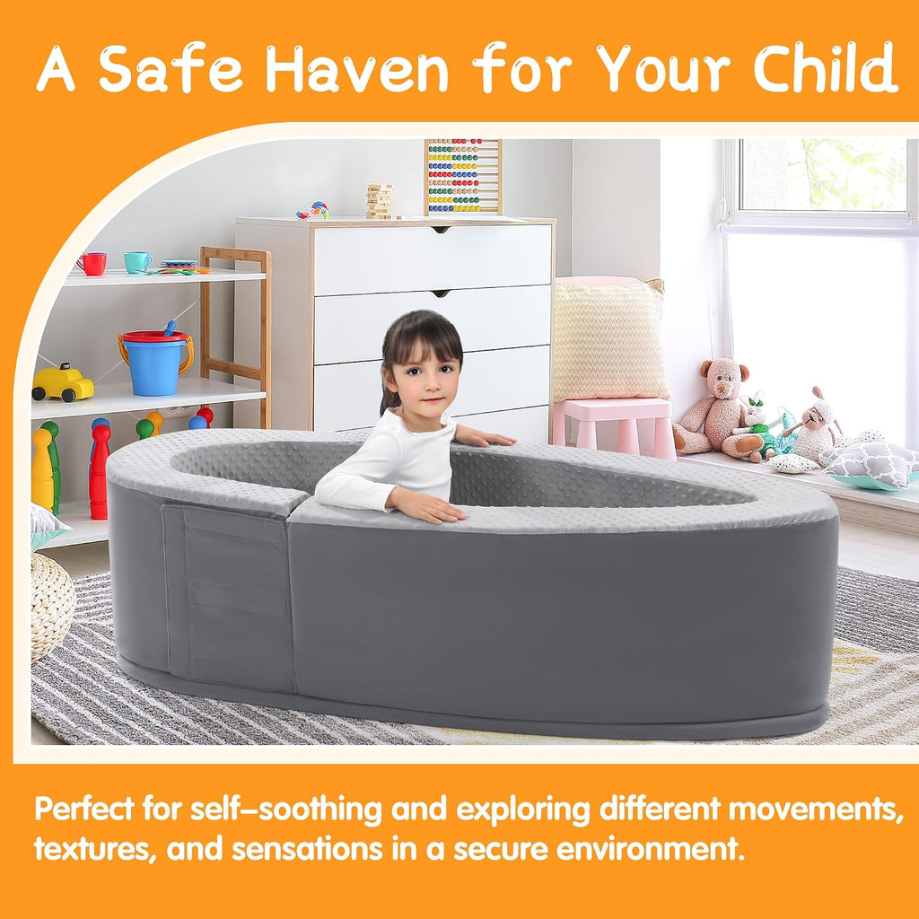 BALAPET Large Sensory Chair for Kids, High-Density Foam Sensory Soft Peapod with Extra Cover, Multifunctional Peapod Sensory Chair for Kids Children