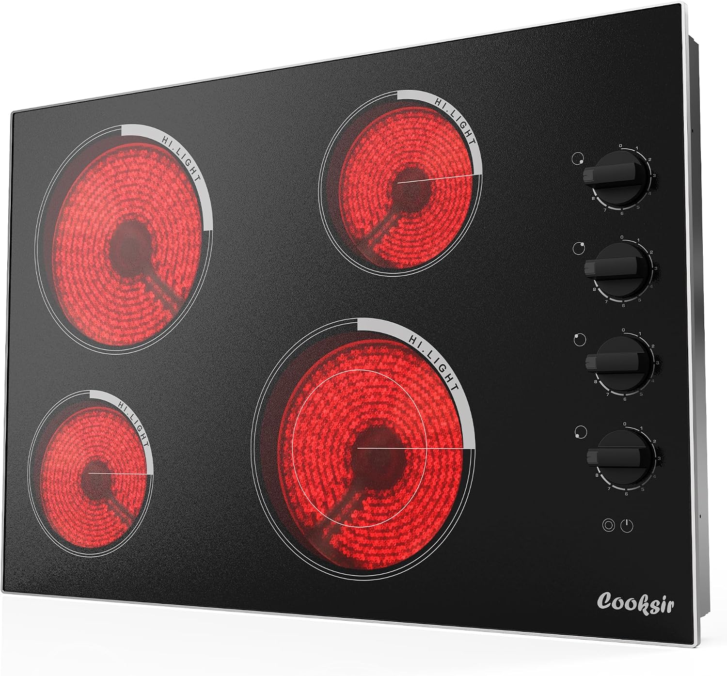 Electric Cooktop 30 Inch - 4 Burner Built-in(29.13'x19.3') Electrical Stovetop 7400W, 30 In Radiant Electric Stove with Glass Protection Metal Frame, Auto Shut Off, 220-240V Hard Wired