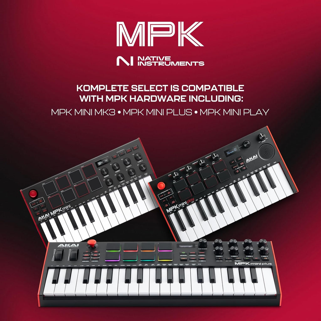 Akai Professional MPK Mini Plus - USB MIDI Keyboard Controller with 37 Mini Keys, 8 MPC Pads, Sequencer, MIDI/CV/Gate I/O, Music Production Software and Native Instruments Sound Package