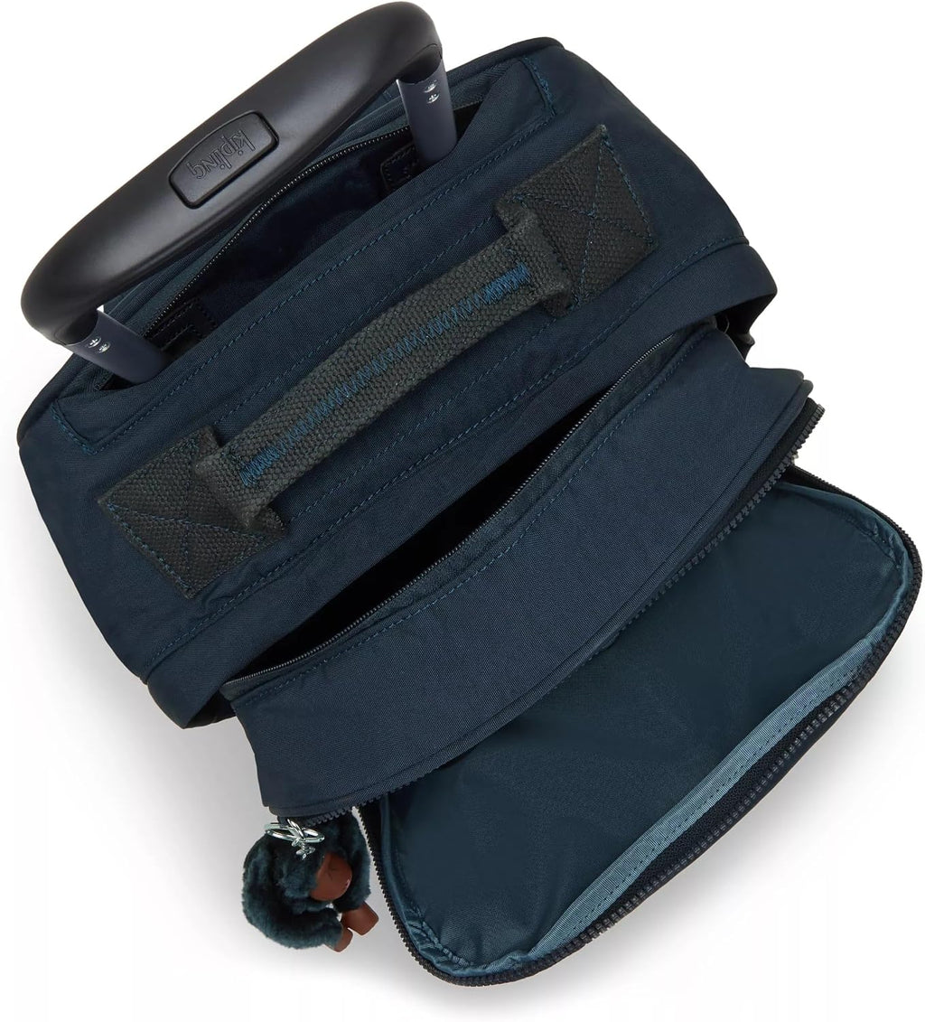 Kipling Women's Gaze Large Rolling, Durable, Wheeled Backpack with Adjustable Shoulder Straps, Nylon Book Bag, True Blue Tonal, 8.25' L x 17.25' H x 12.25' D,100352251