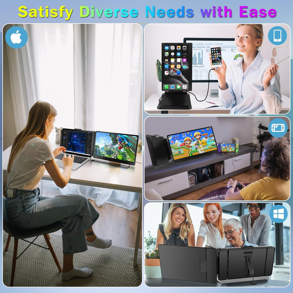 2023 Upgraded S1 14' Portable Monitor for Laptop Screen Extender Monitor 1080P FHD IPS Dual Laptop Monitor Extender Plug and Play Type-C/HDMI for 13-17.3inch Laptop（Windows,Mac,Android, Dex）