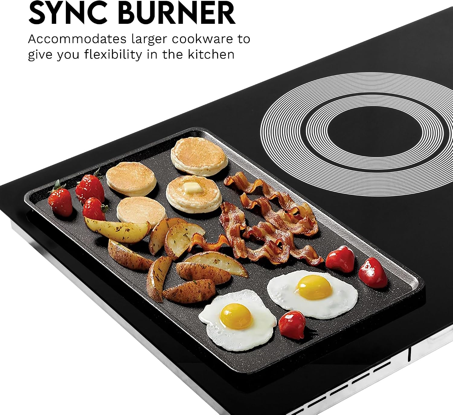 COSMO COS-304TBECC Electric Ceramic Glass Cooktop with 4 Burners, Dual Zone Element, Hot Surface Indicator Light and Touch Controls, 30 inch, Black
