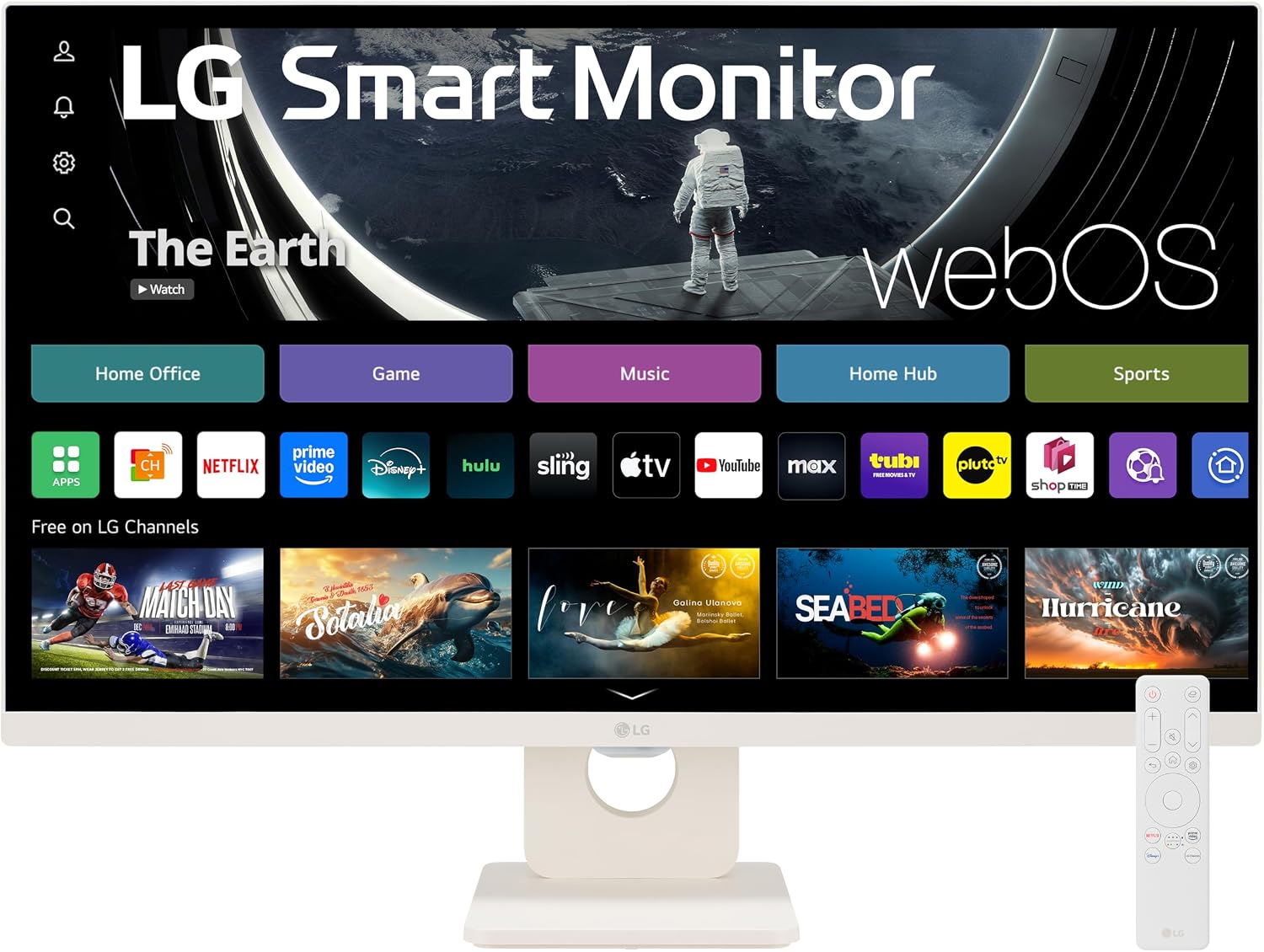 LG 27SR50F-W Smart Monitor 27-Inch FHD (1920x1080) IPS Display, webOS 23, HDR 10, x2 Built-in Speakers, AirPlay 2, Screen Share, Bluetooth, ThinQ App, Remote Control, White