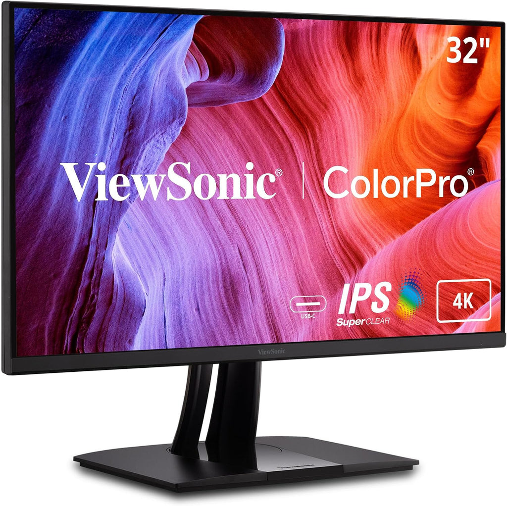 ViewSonic VP3256-4K 32 Inch 4K ColorPro Monitor, IPS Display with 100% sRGB and Pantone Validated for Professional Content Creation, Advanced Ergonomics, 60W USB-C, HDMI, and DisplayPort Inputs