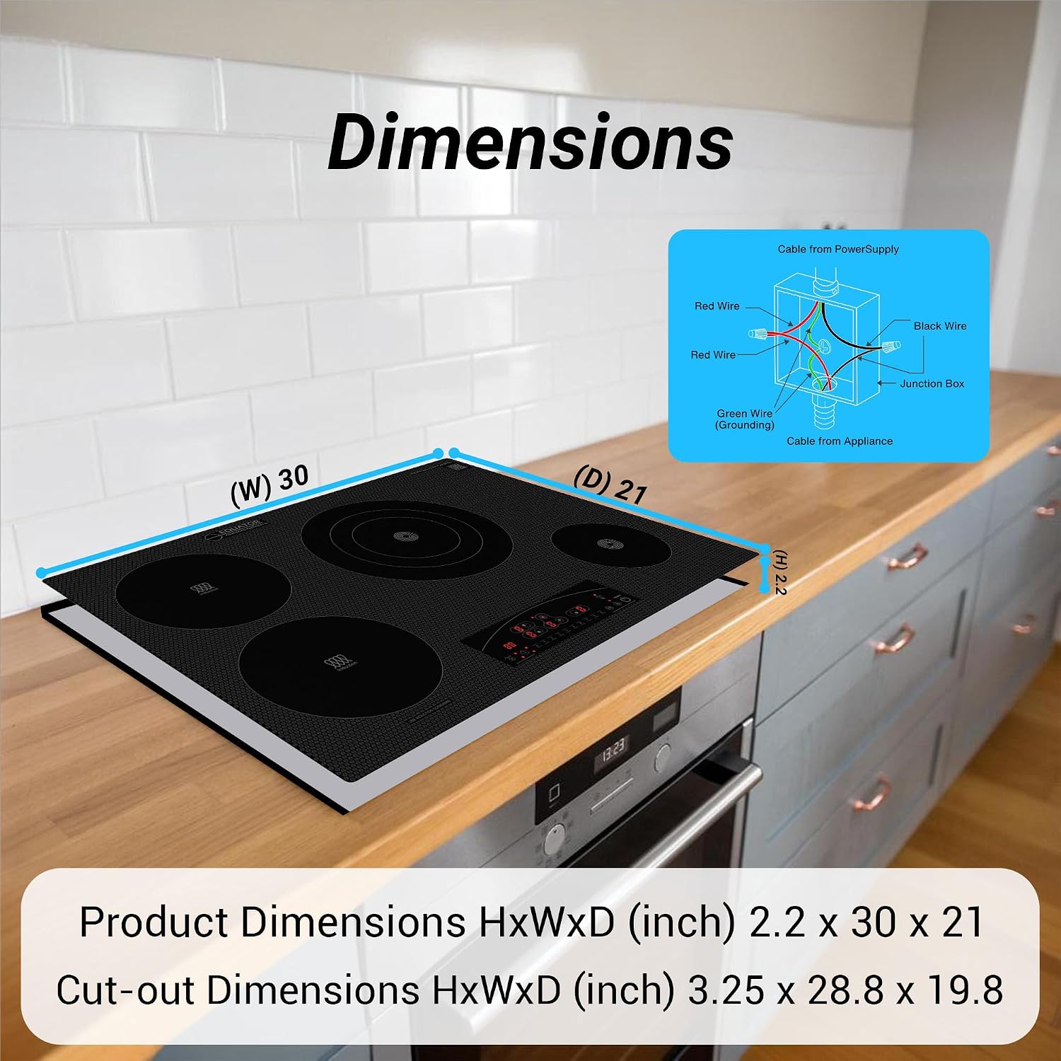 Equator 30-inch Electric Hybrid Cooktop Equator Design with 2 Induction & 2 Ceramic Burners Dual Cooking Modes for Flexible, Fast, and Efficient Cooking Sleek Built-in Design