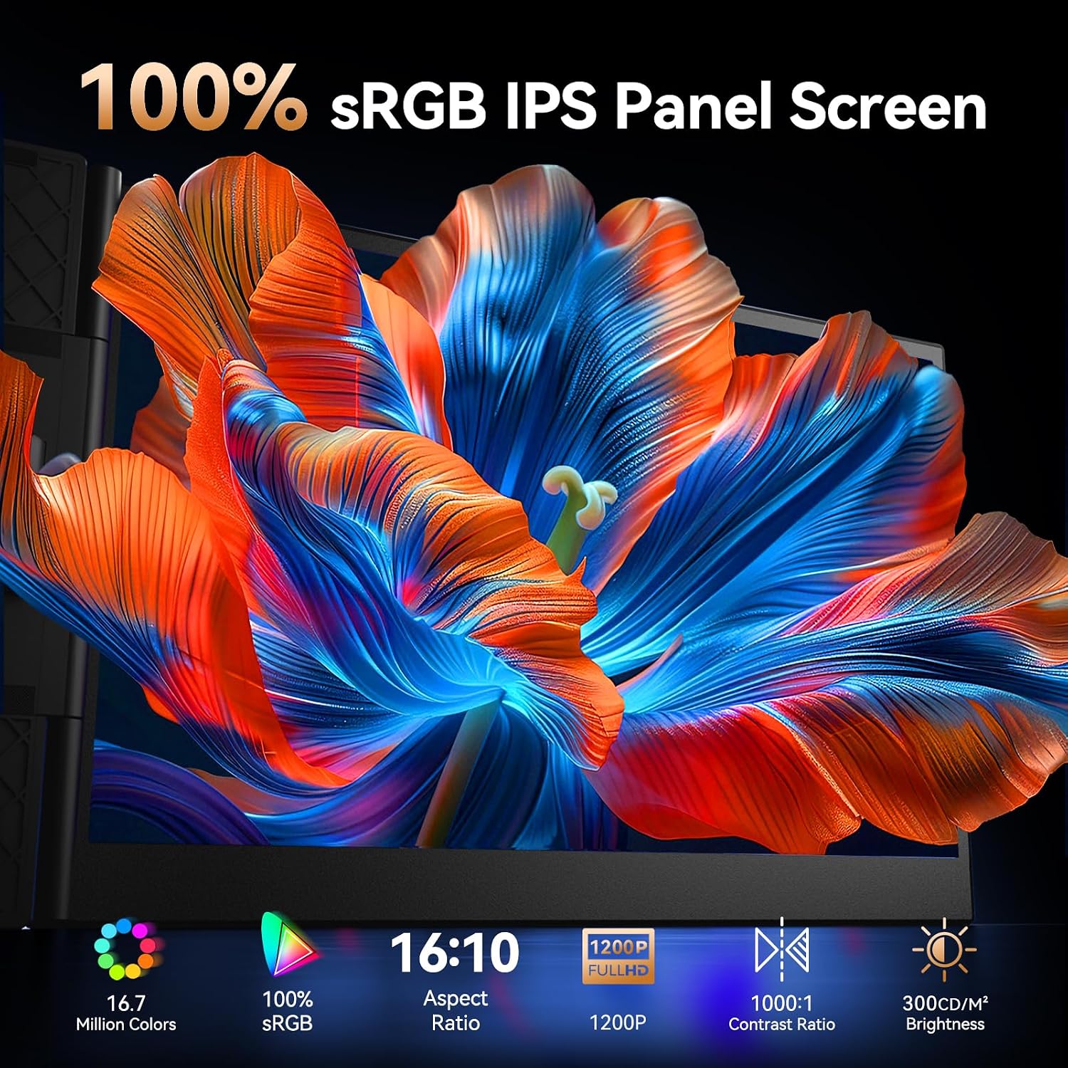 15.3' Laptop Screen Extender, FHD IPS 100% sRGB Portable Travel Monitor for Laptop (15'-17.3' Screen), 16:10 Plug & Play External Screen, Second Extra Attachment Display for Windows Mac