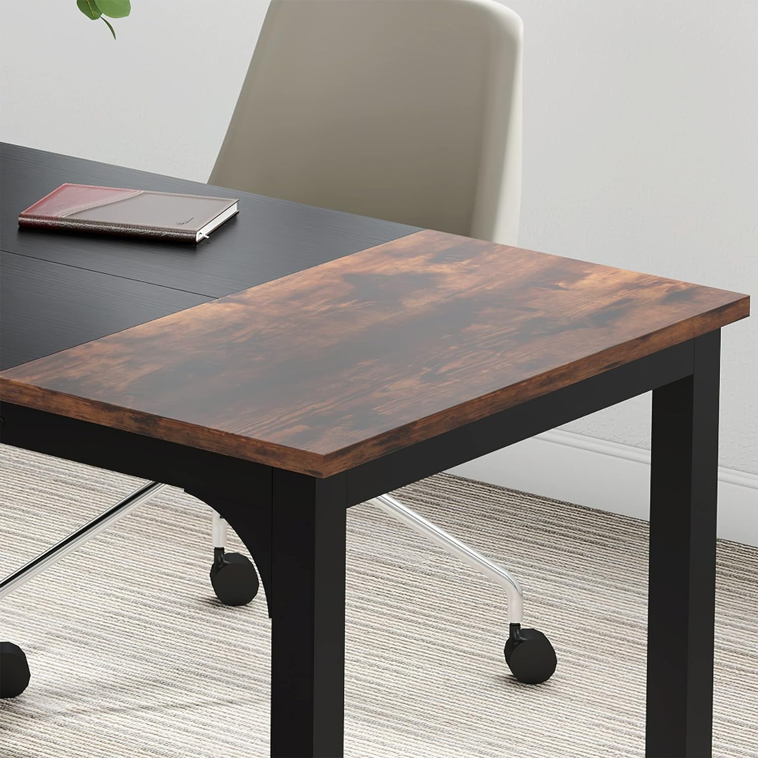 Tribesigns 63' Executive Desk, Large Office Computer Desk with Thicken Frame, Modern Simple Workstation Business Furniture for Home Office, Rustic Brown/Black