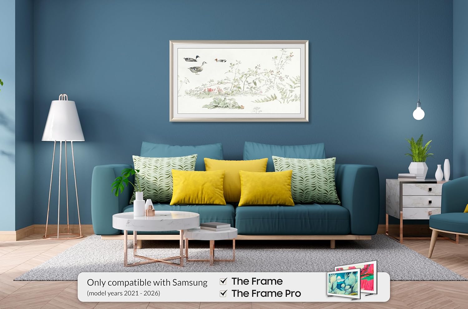 German Silver Prismatic 55' Alloy Deco TV Frame - Compatible ONLY with Samsung The Frame TVs (Fits 2021-2026, LS03A, LS03B, LS03C, LS03D, LS03FA)