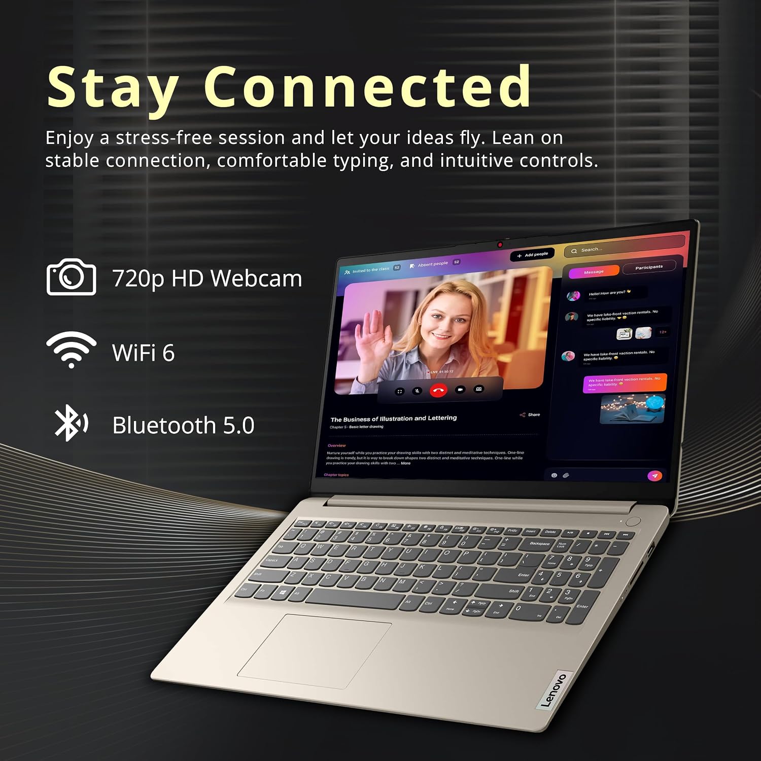 Lenovo IdeaPad 1 15.6' HD Business Laptop, Intel Celeron N4500, 12GB RAM, 1TB SSD+128GB eMMC, Intel UHD Graphics, Number Pad, 1 Year Office 365, Wi-Fi 6, Win 11, Sand, 1TB Docking Station Set
