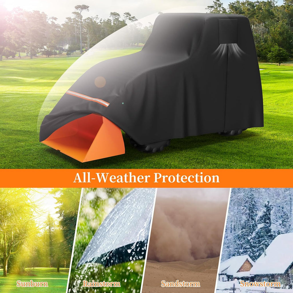 STARTWO Full Tractor Cover Waterproof Heavy Duty, Universal Fits Most Compact Utility Tractors with Cabin, UV Protection, Dustproof, with Air Vents & Reflective Strips,150 L x 75 W x 110 H in