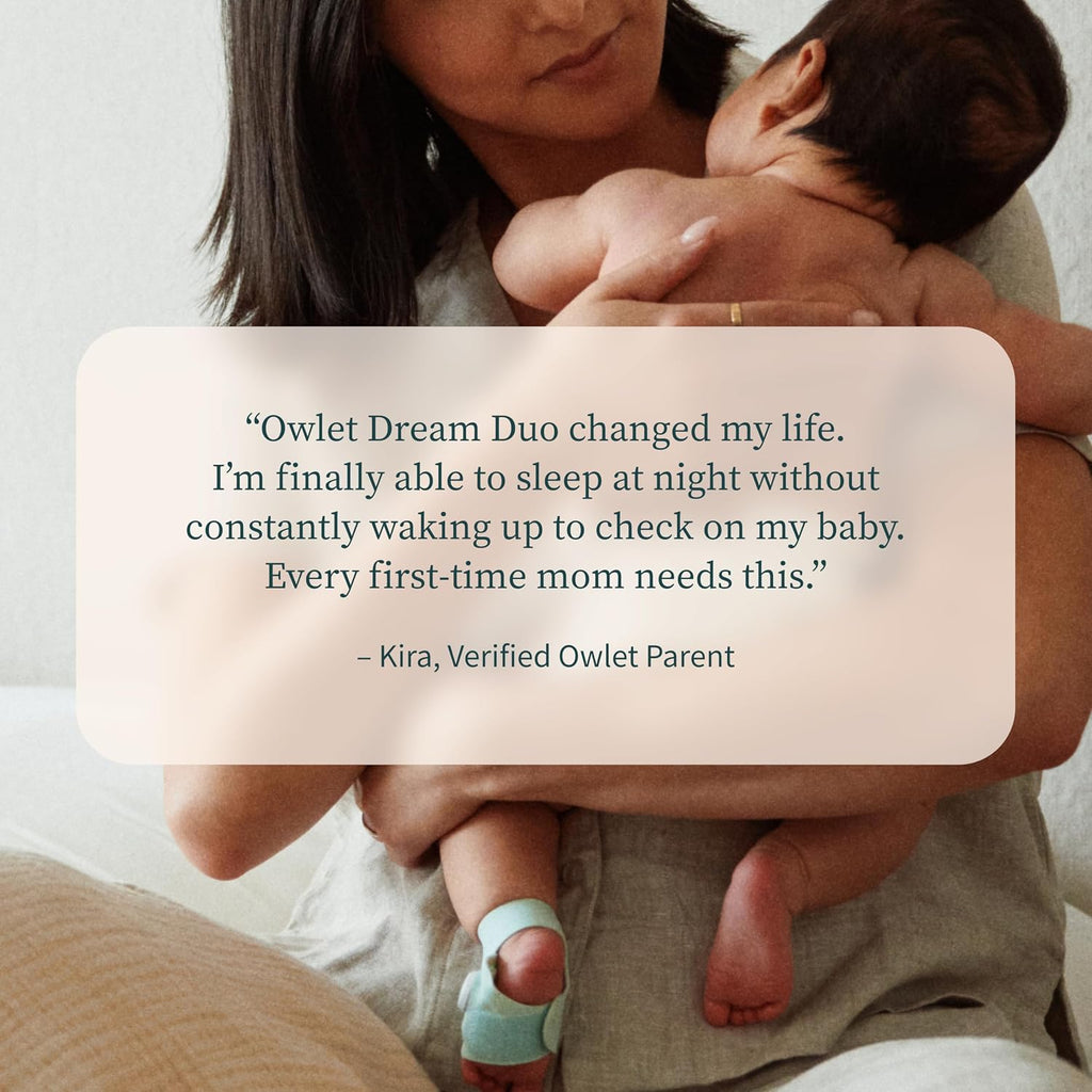 Owlet Dream Duo (Gen 3) Smart Baby Monitor All-in-One Bundle - 2K HD Video Baby Monitor with Alerts & Owlet Dream Sock Tracks Baby's Oxygen, Heart Rate & Sleep | Health Insights via App