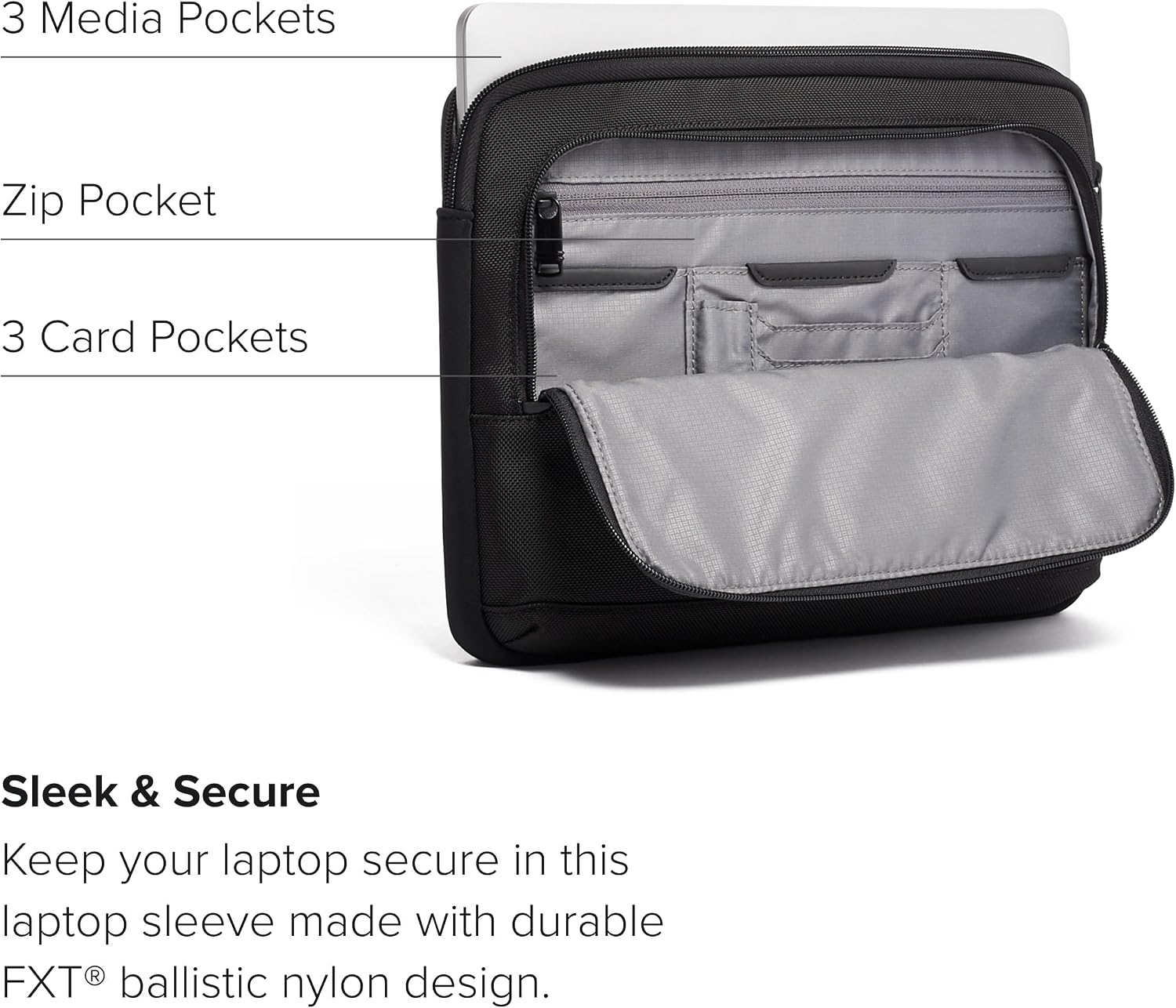 TUMI - Alpha Laptop Cover - Protective Computer Case for Business & Travel - Durable Computer Sleeve -Medium, Fits Up to 13' Laptop, Black