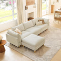 CHITA 127' Super Large Sectional Couches for Living Room, Modular Cloud Couch Sectional Sofa, Premium Fabric Couches, Down Filled, High Density Foam, Chenille in Cream, 4 Seat L Shaped