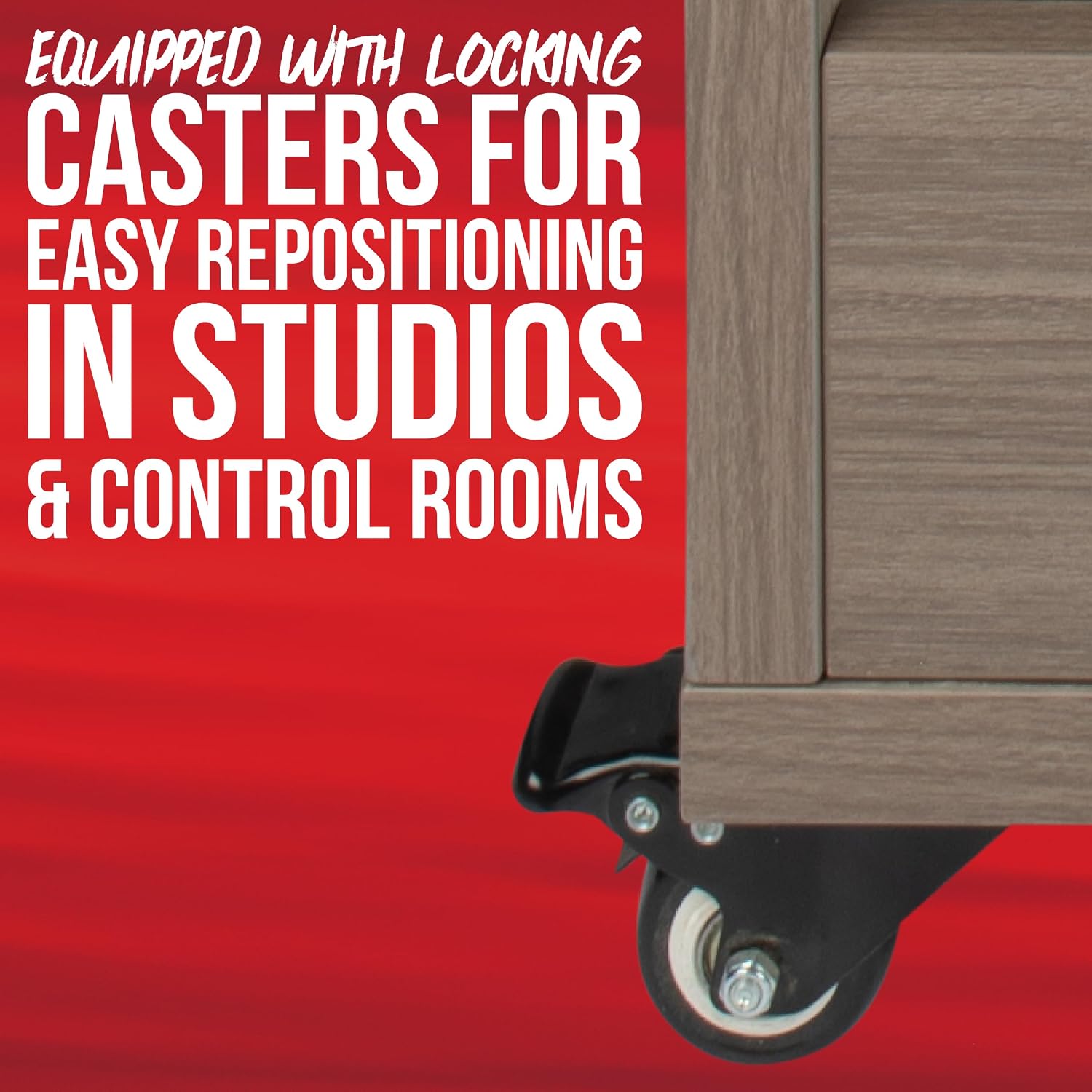 Gator Frameworks Elite Furniture Series 12U Angled Studio Rack with Locking Casters, Dark Walnut Brown Finish (GFW-ELITESTUDIORK12-BRN)