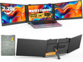 14' Triple Laptop Screen Extender - Ultra Thin & Lightweight (2.2lb) Portable Monitor For Laptop, FHD 1080P Travel Display 13-17' Laptops, Plug & Play USB-C/HDMI, Aluminum Extended Screen for Mac/Win