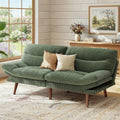 Marsail 66.1' Futon Sofa Bed, Corduroy Convertible Futon Couch with Adjustable Backrest & Armrests, Small Sleeper Sofa Loveseat for Small Apartments, Study Room, Office, Green
