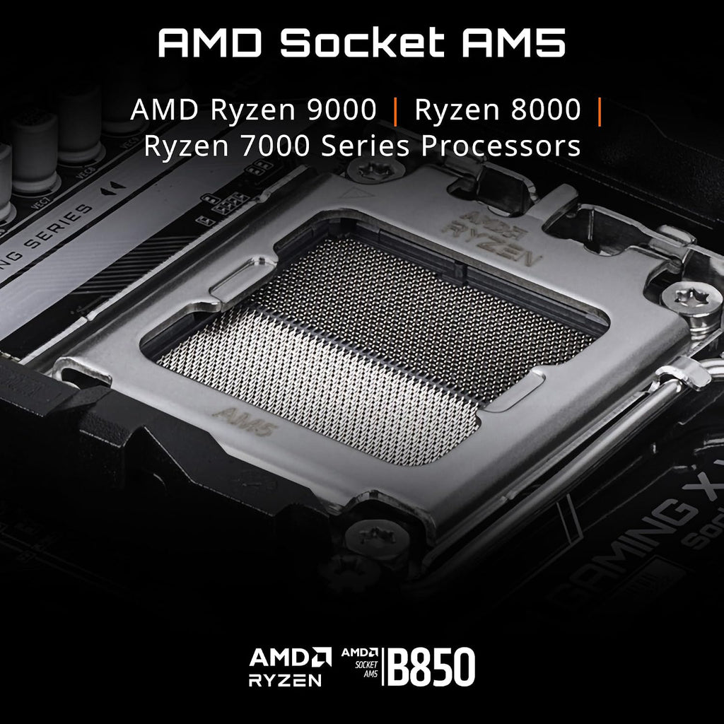 GIGABYTE B850M Gaming X WIFI6E AMD AM5 mATX Motherboard, Support AMD Ryzen 9000/8000/7000 Series, DDR5, 10+2+2 Power Phase, 2X M.2, PCIe 5.0, USB-C, WIFI6E, 2.5GbE LAN, EZ-Latch, 5-Year Warranty
