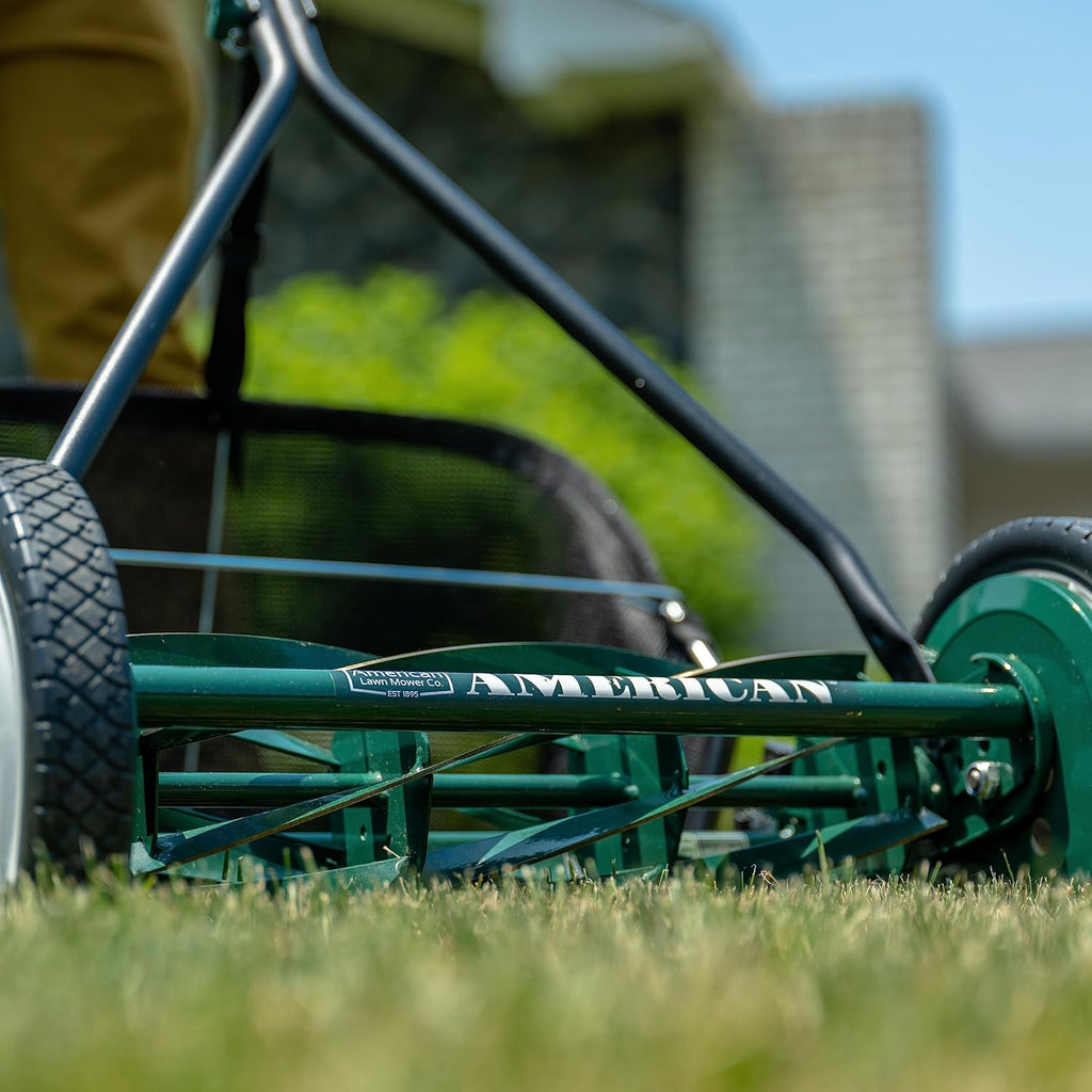 American Lawn Mower Company 1725-16GC 16-inch 7-Blade Reel Mower with Grass Catcher, Specialty Grass Mower, Green
