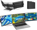 DEPGI 14' Laptop Screen Extender Built-in Cooler, 1200P FHD One Cable Connect Portable Triple Monitor, Dual Screen Monitor Fits 13'-17.3' Laptop with Stand for MacOS/Windows