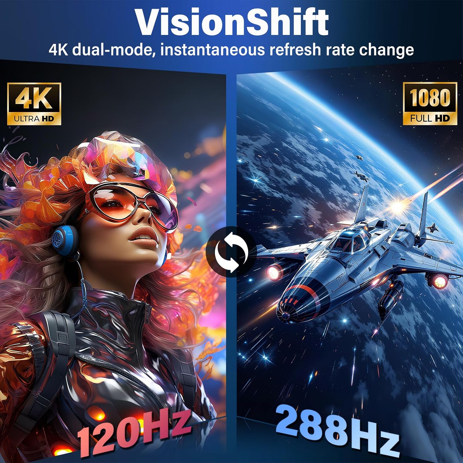 InnoView 27 Inch Monitor Dual Mode 4K UHD 120Hz/FHD 288Hz Portable Monitor for Laptop, USB-C, HDMI Computer Display HDR IPS Gaming Monitor, Kickstand, Speakers, for PC, MAC, Phone, PS4, Xbox, Switch