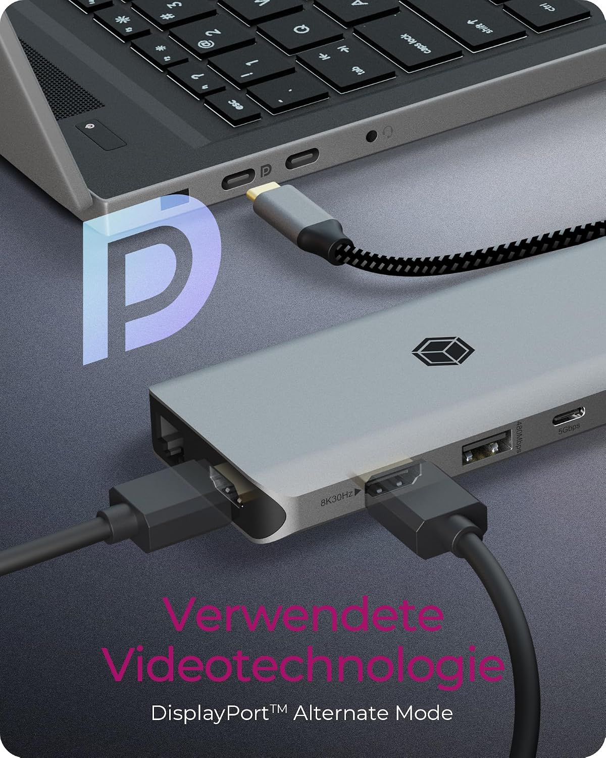 ICY BOX USB-C Docking Station (12-in-1) for 2 Monitors (2X HDMI), 4K 60Hz, 5X USB 3.0 HUB, 100W Power Delivery, Gigabit Ethernet, SD Card Reader, IB-DK4061-CPD