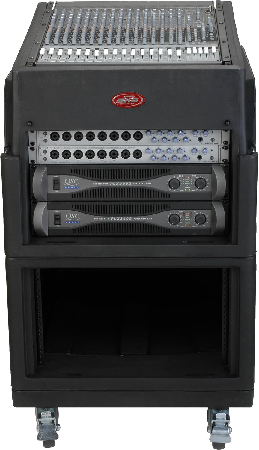 SKB Mighty Gig Rig with 14U top 6U Front Rack, Built-in Pedestal, Optional Rear Rack Rails