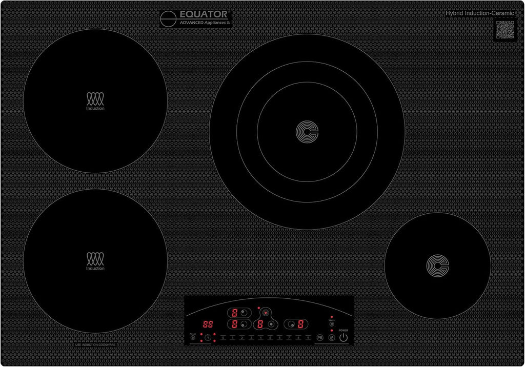 Equator 30-inch Electric Hybrid Cooktop Equator Design with 2 Induction & 2 Ceramic Burners Dual Cooking Modes for Flexible, Fast, and Efficient Cooking Sleek Built-in Design