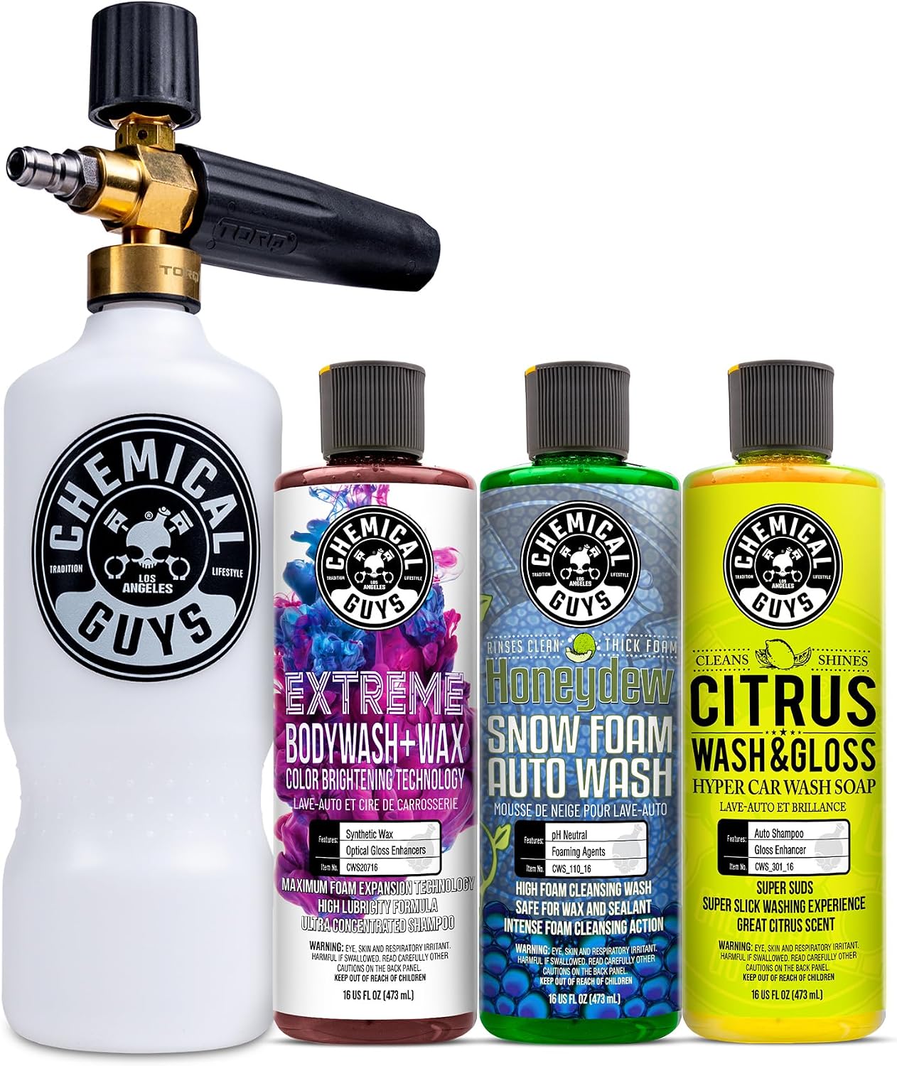 Chemical Guys EQP_313 TORQ Professional Foam Cannon and Soap Kit, 4 Items