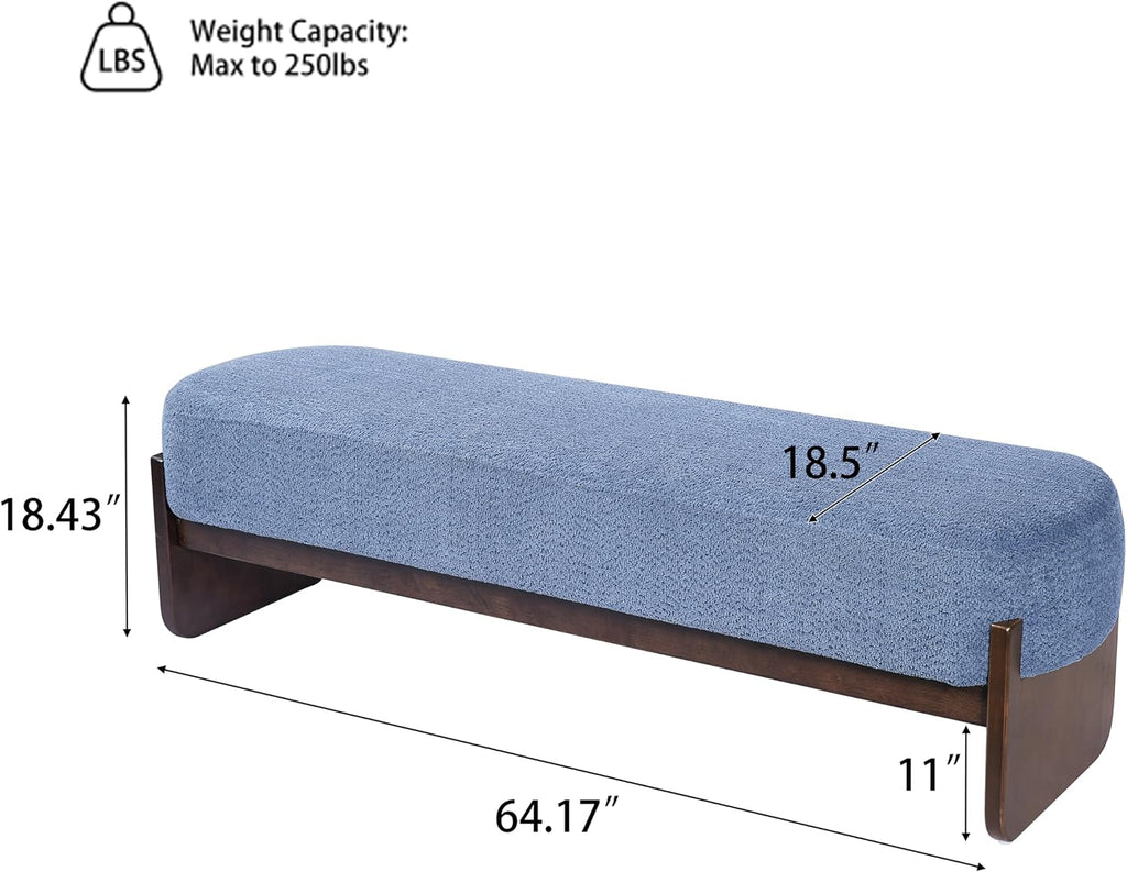 Christopher Knight Home Arden Minimalist Style Rectangular Loop Yarn Fabric Ottoman Bench, Rubberwood Frame, Entryway Bench, Living Room Sofa Extra Seat, End of Bed Footstool, Blue+Brown